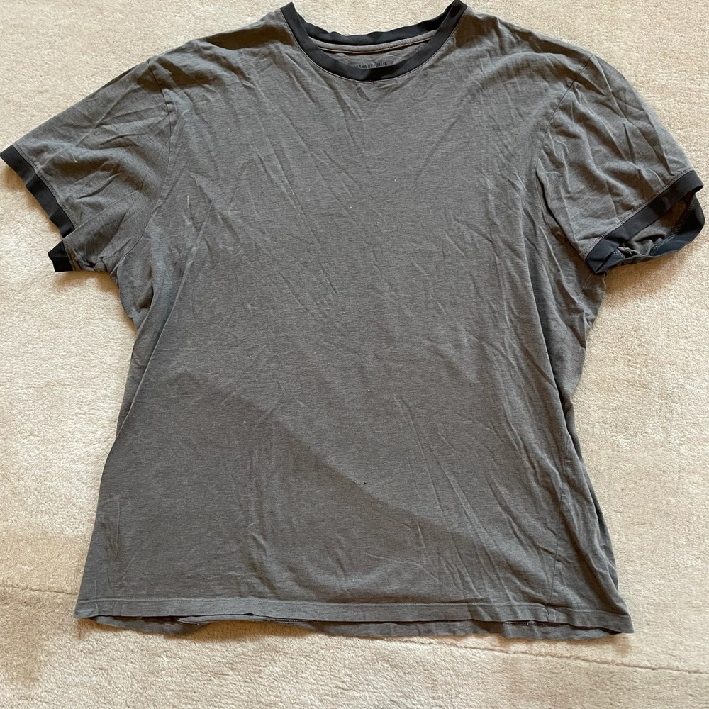 Banana Republic Mens XL Gray Fitted Crew Ringer T-Shirt Cotton Short Sleeve Tee